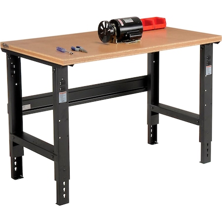 Global Industrial Adjustable Height Workbench, 48 x 30in, Shop Top Square Edge, Black 319073